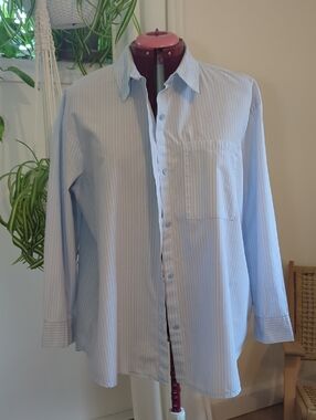 Pale Blue & White Pinstripe Button-Down Shirt